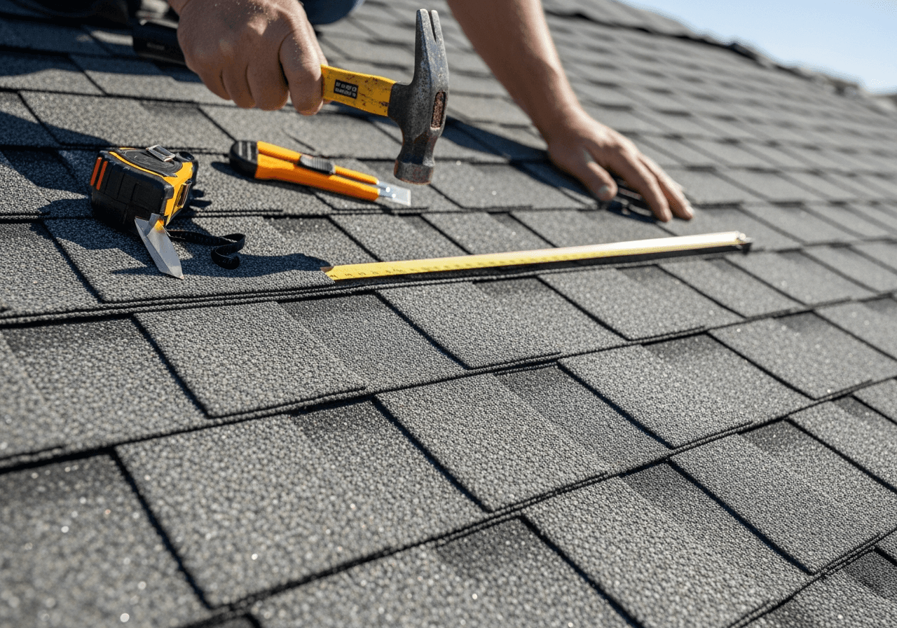 Asphalt shingle roofing installation showing professional workmanship and quality materials